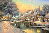 Thomas Kinkade Cobblestone Christmas painting